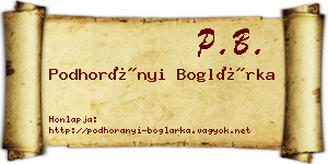 Podhorányi Boglárka névjegykártya