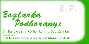 boglarka podhoranyi business card
